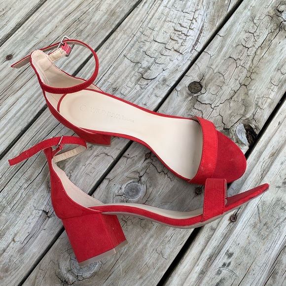 Wild Diva Shoes - Red Ankle Strap Heels